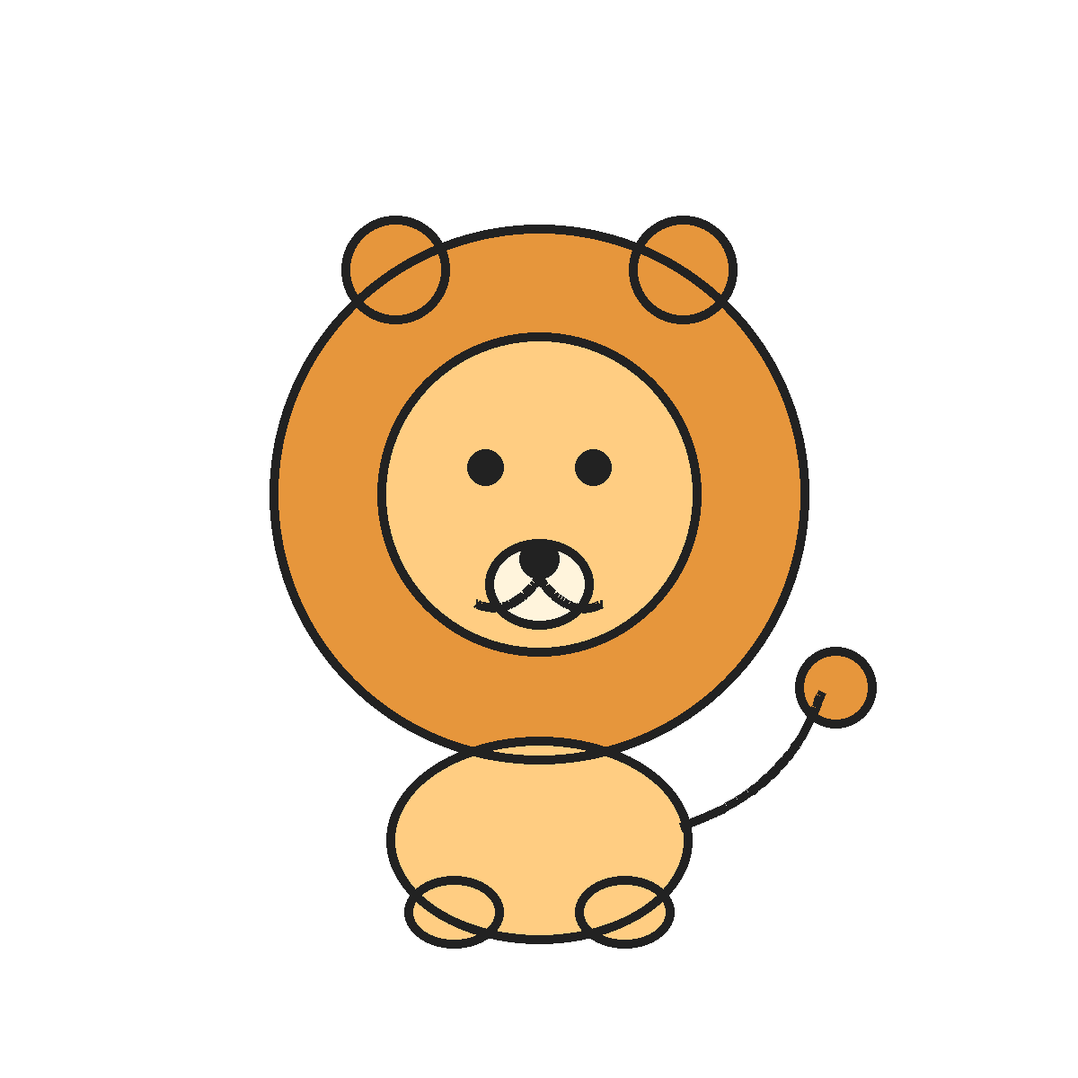 Finished colored drawing: How to Draw a Lion