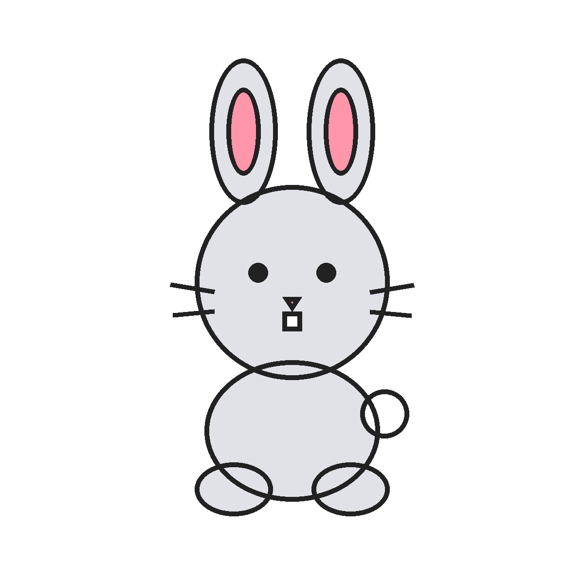 Finished colored drawing: How to Draw a Bunny