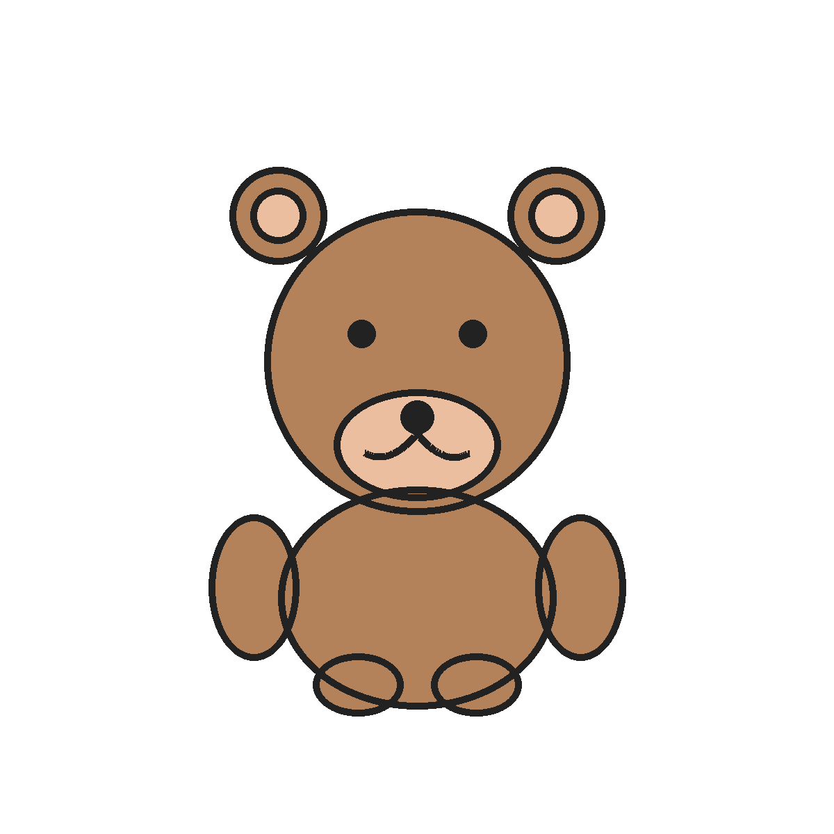 Finished colored drawing: How to Draw a Bear
