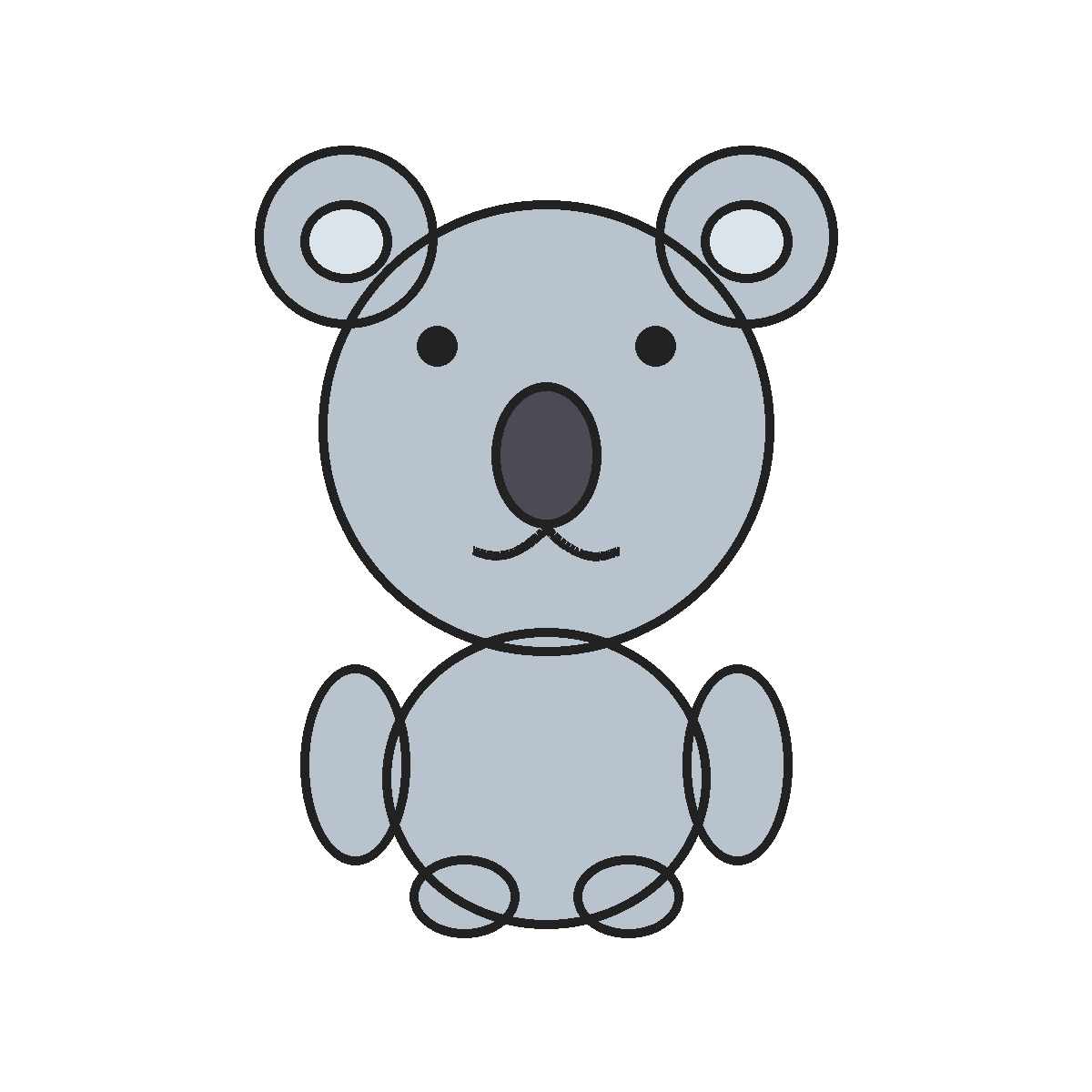 Finished colored drawing: How to Draw a Koala
