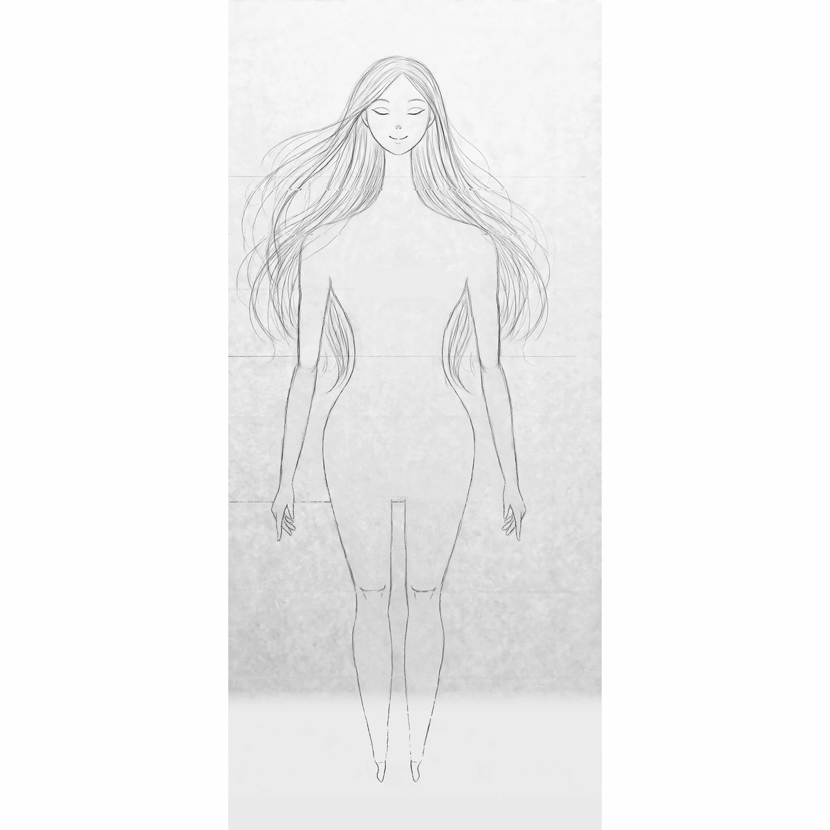 Finished colored drawing: How to Draw Female Body Proportions