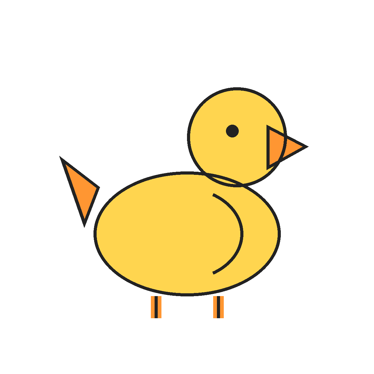 Finished colored drawing: How to Draw a Duck