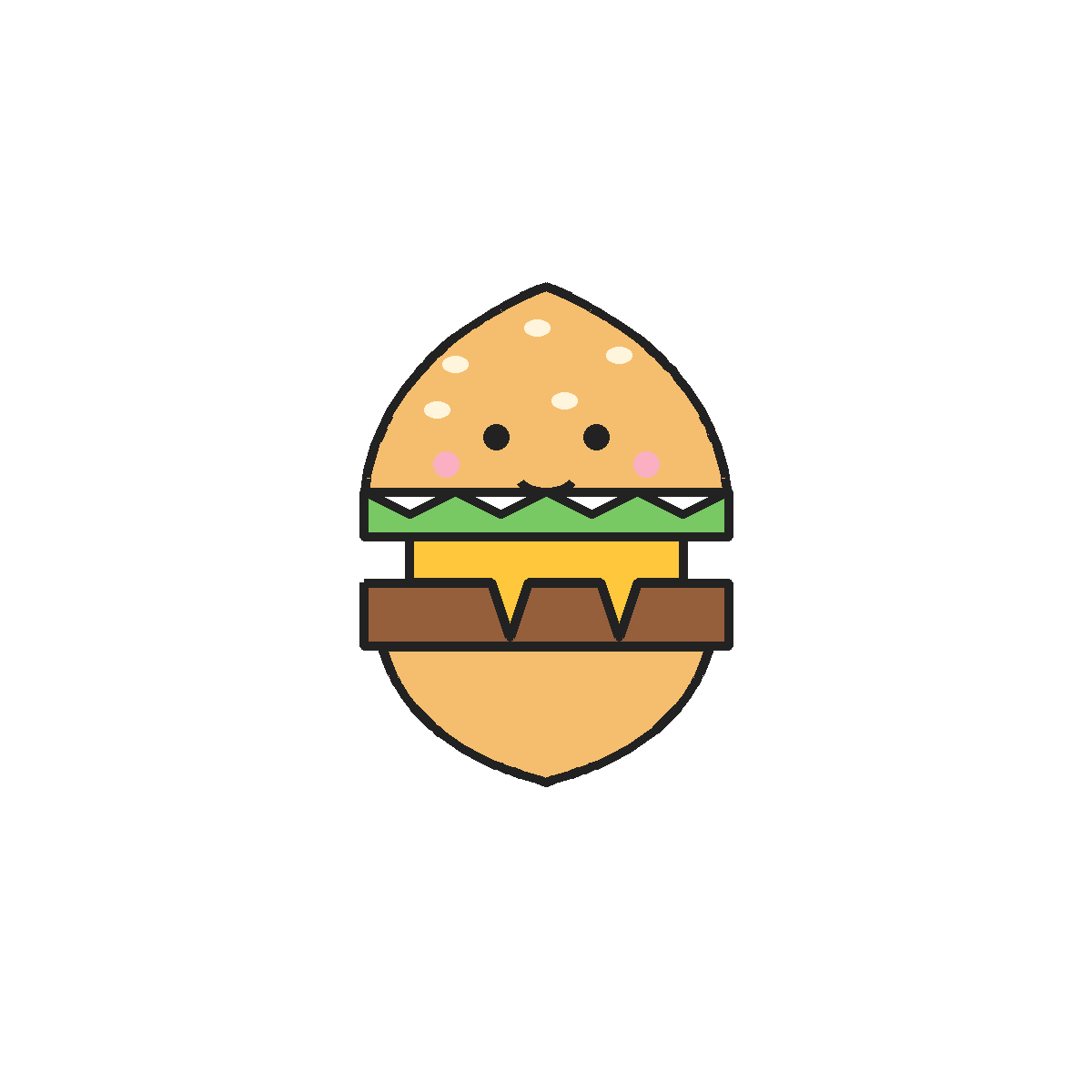 Finished colored drawing: How to Draw a Burger