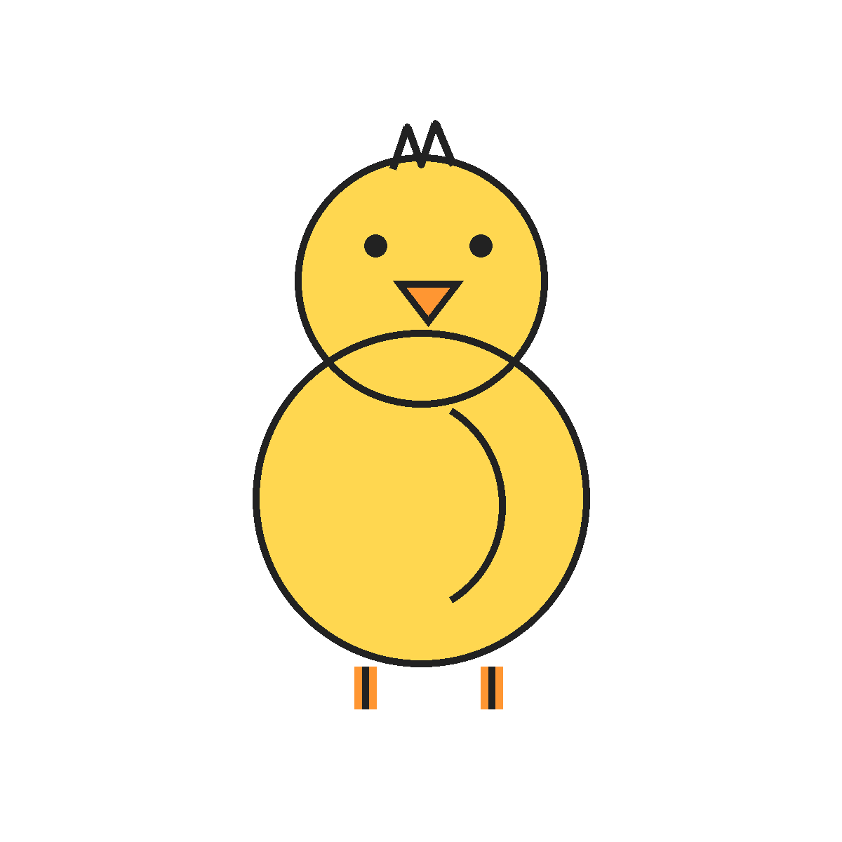 Finished colored drawing: How to Draw a Chick