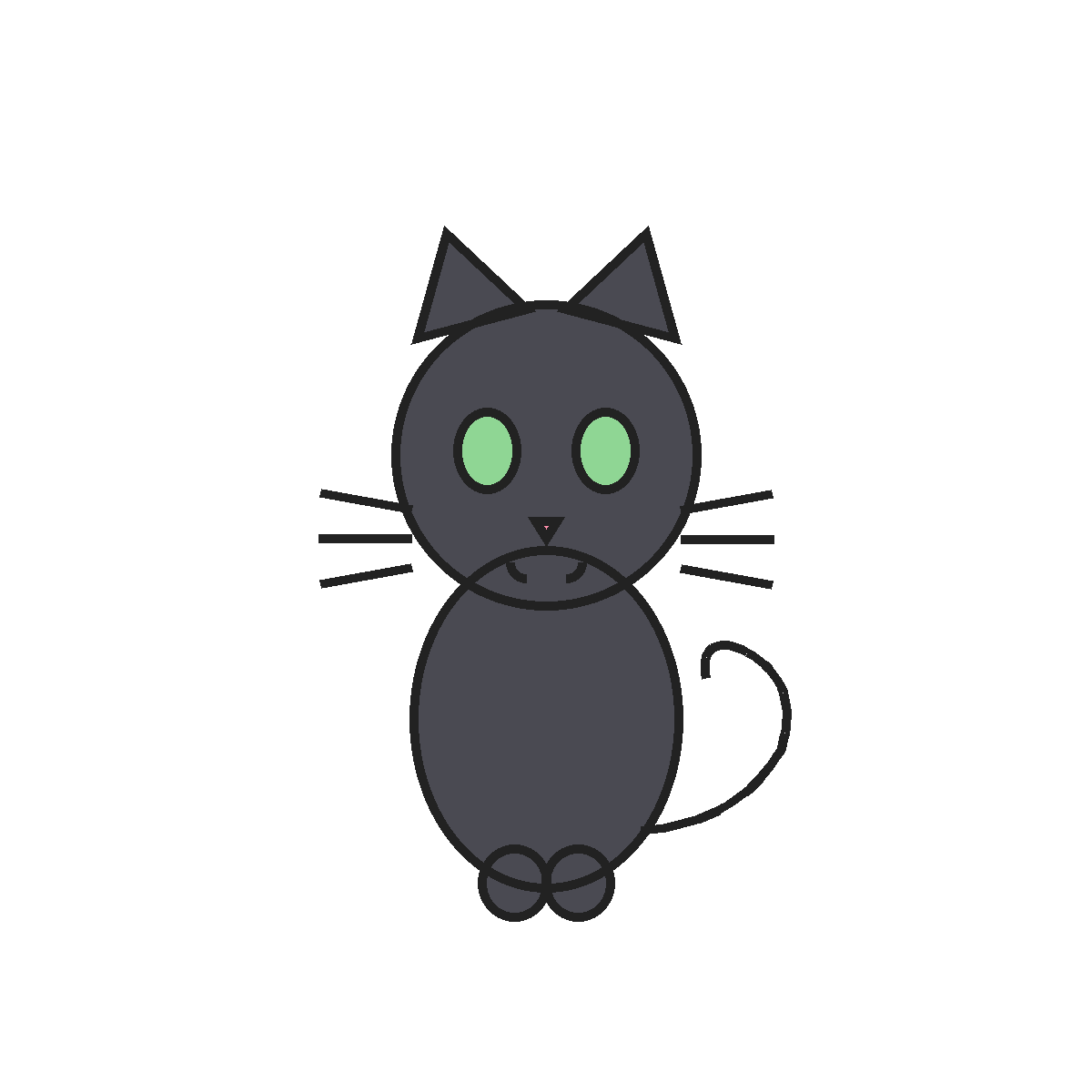 Finished colored drawing: How to Draw a Black Cat