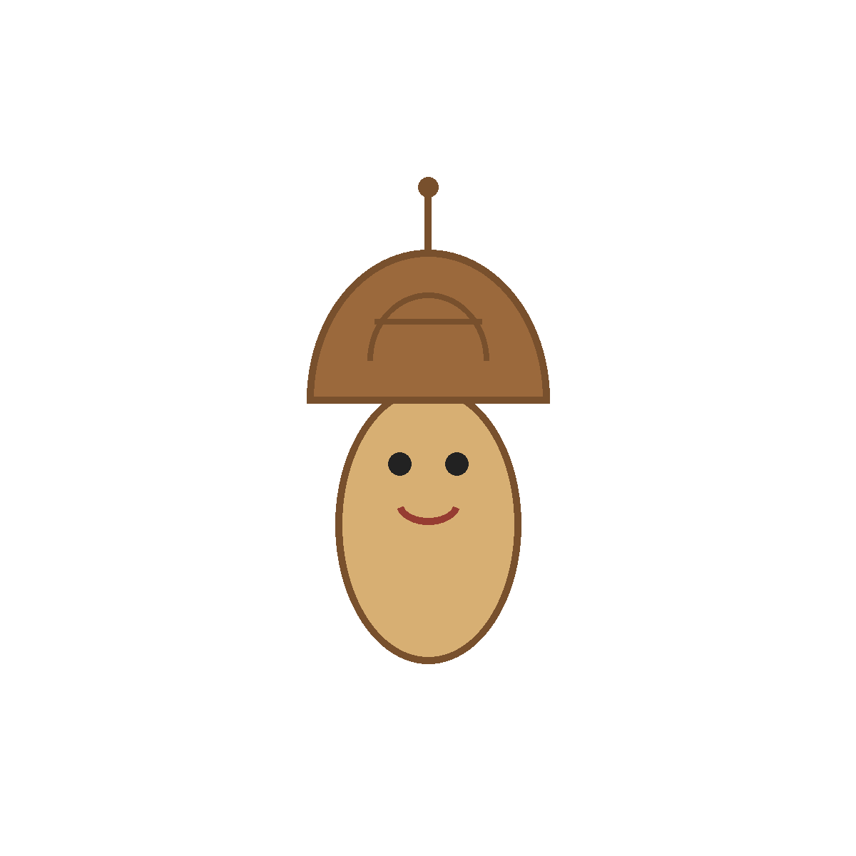 Finished colored drawing: How to Draw an Acorn