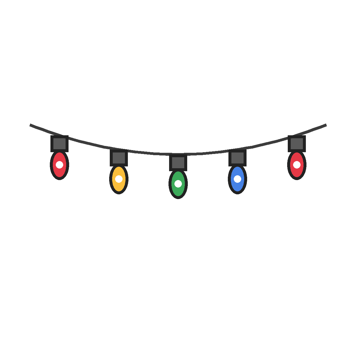 Finished colored drawing: How to Draw Christmas Lights