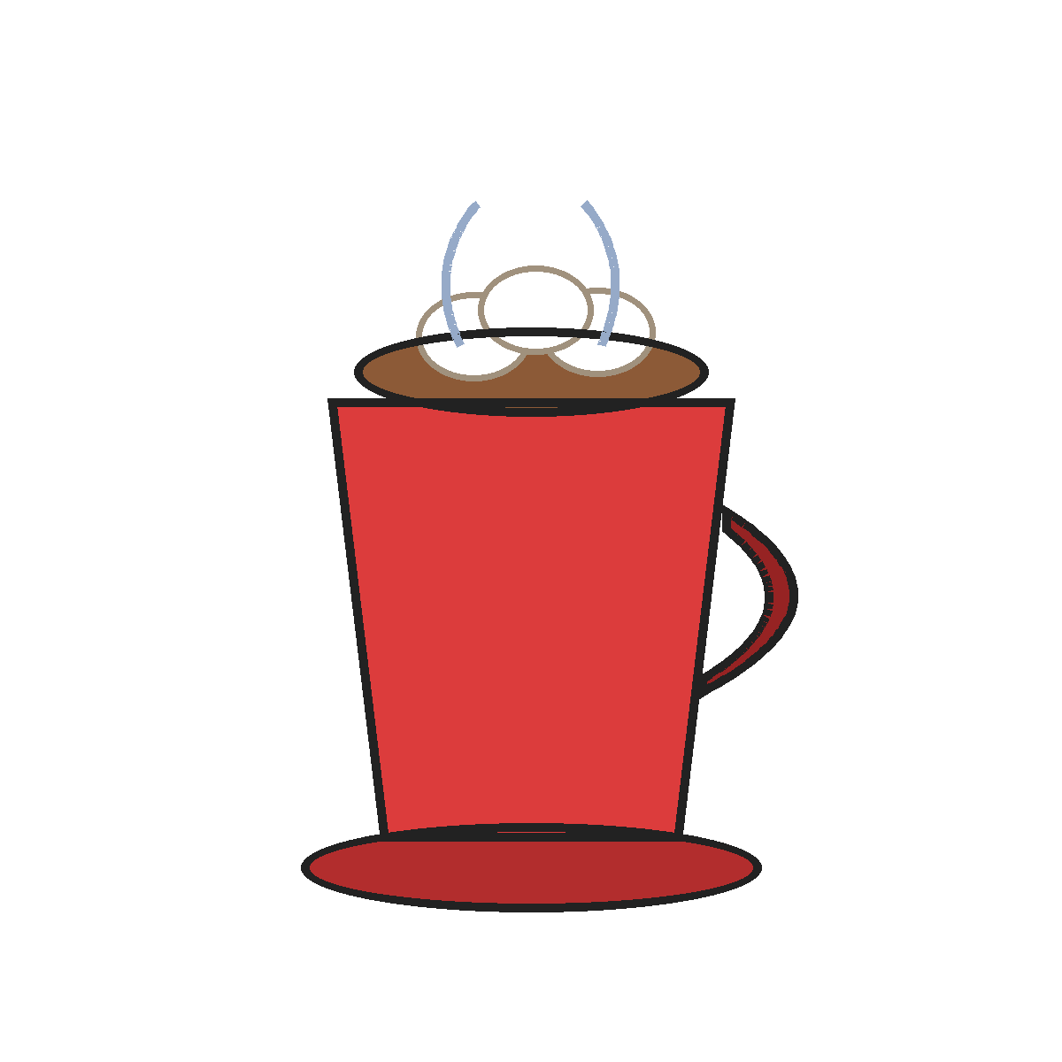 Finished colored drawing: How to Draw Hot Chocolate