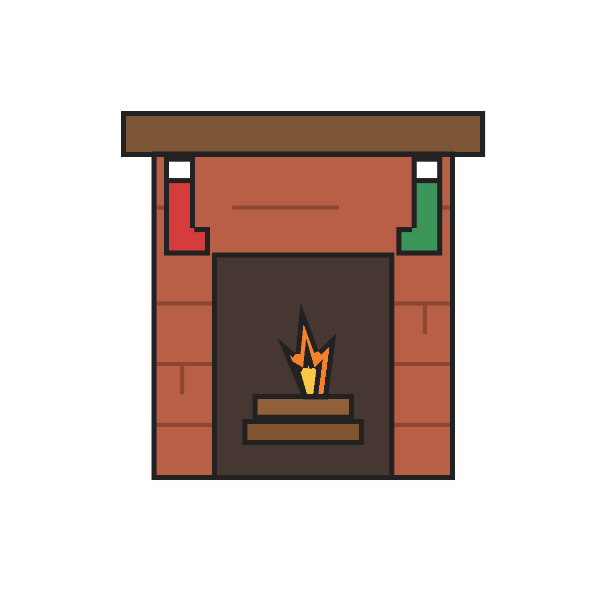 Finished colored drawing: How to Draw a Fireplace