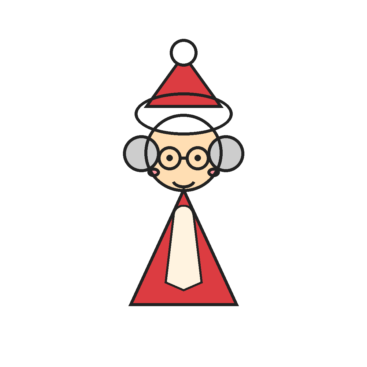 Finished colored drawing: How to Draw Mrs. Claus