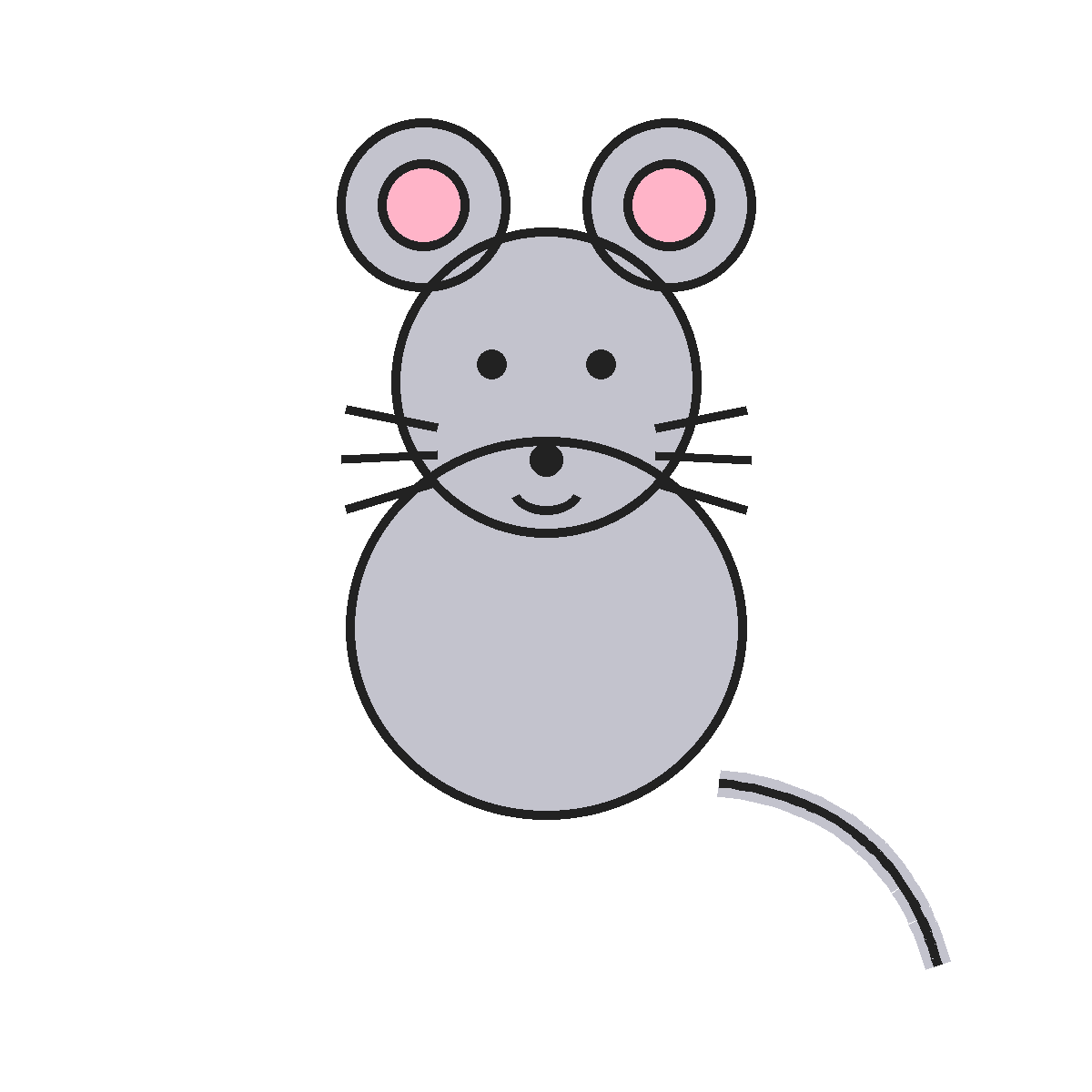 Finished colored drawing: How to Draw a Mouse