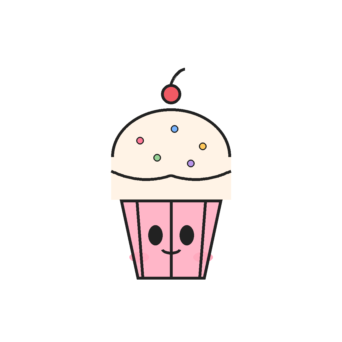 Finished colored drawing: How to Draw a Cupcake