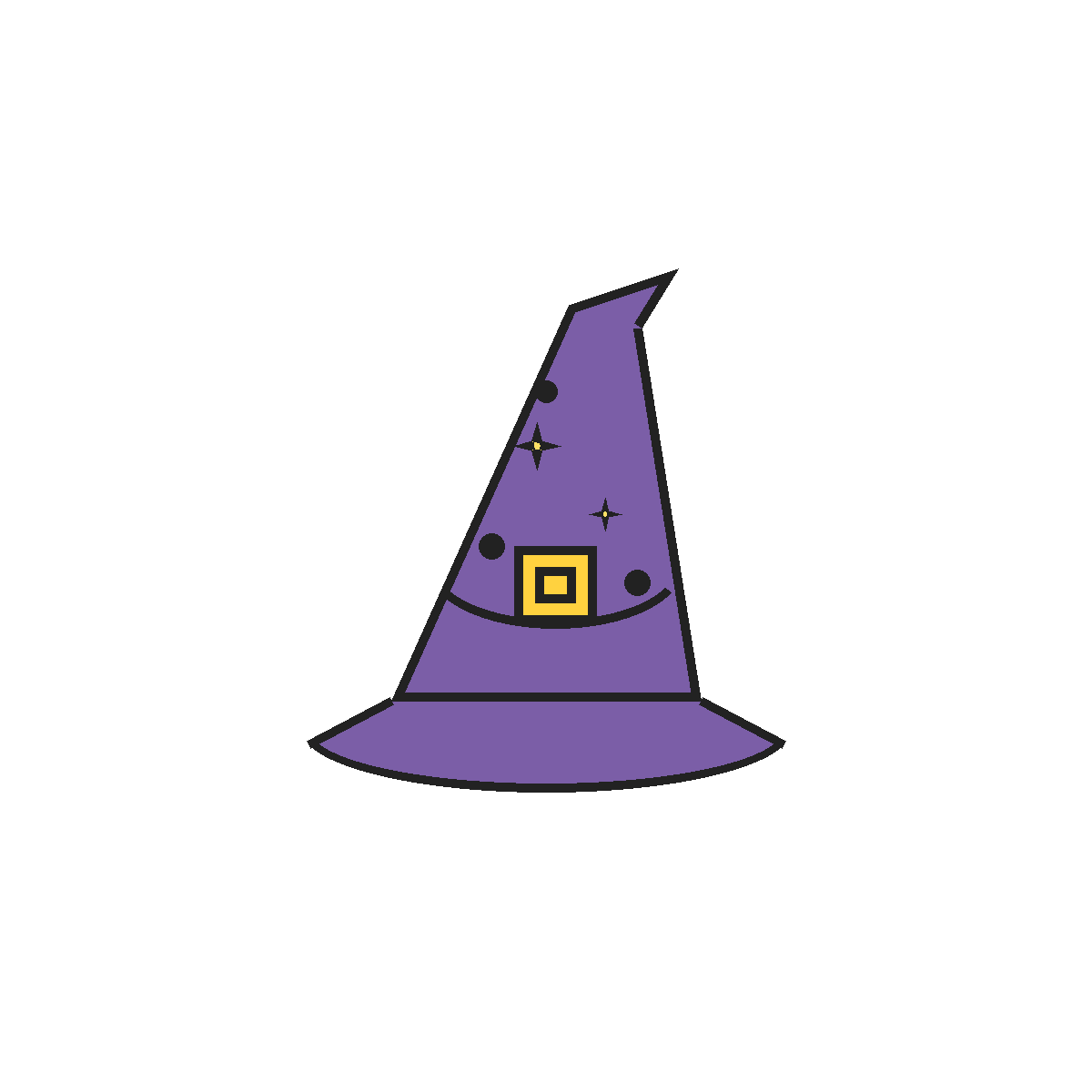 Finished colored drawing: How to Draw a Witch Hat