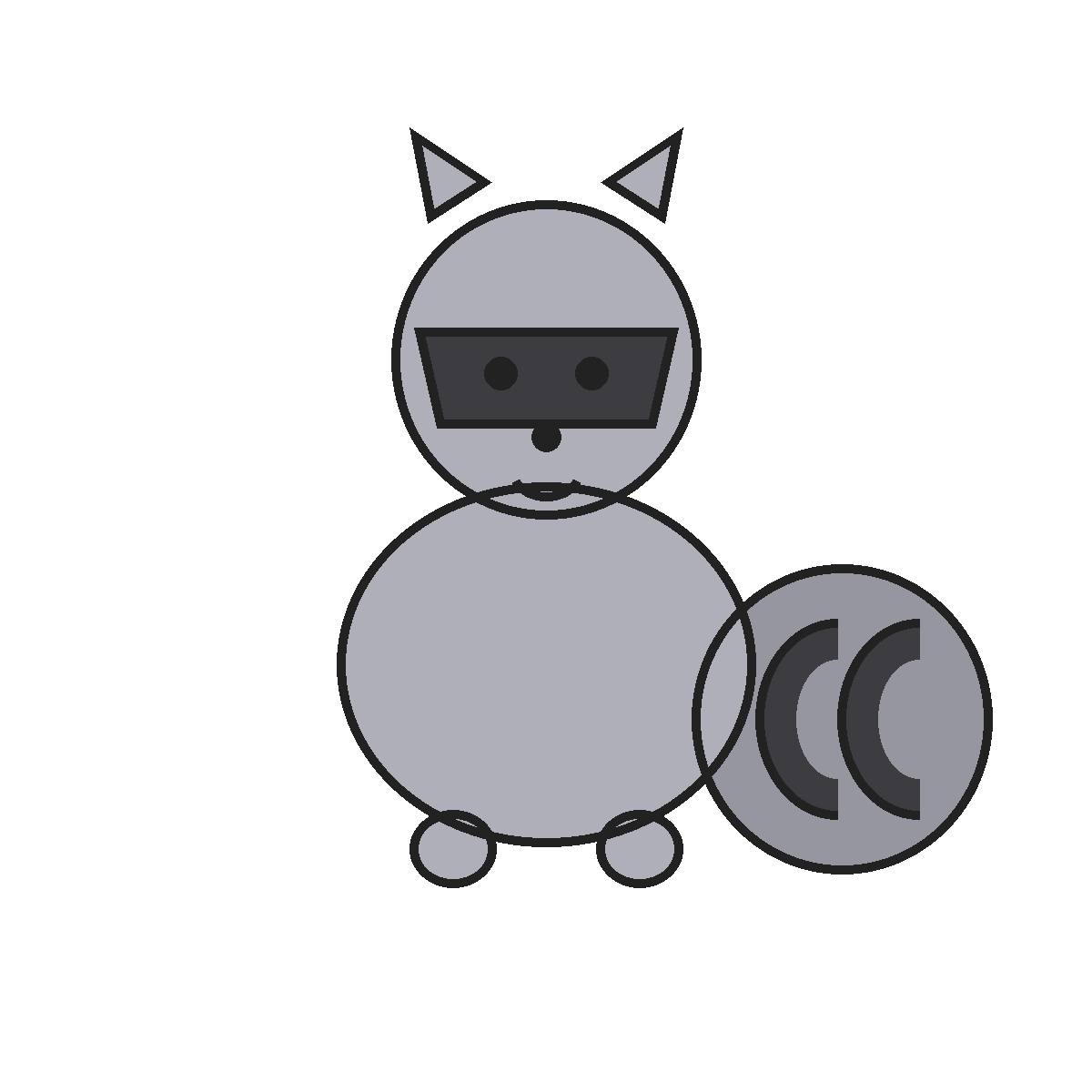 Finished colored drawing: How to Draw a Raccoon