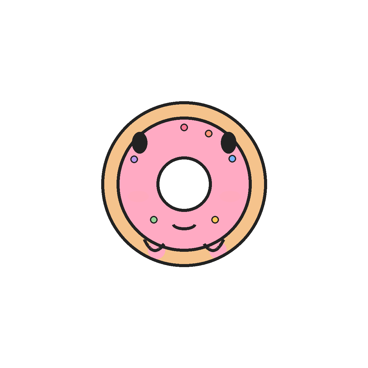 Finished colored drawing: How to Draw a Donut