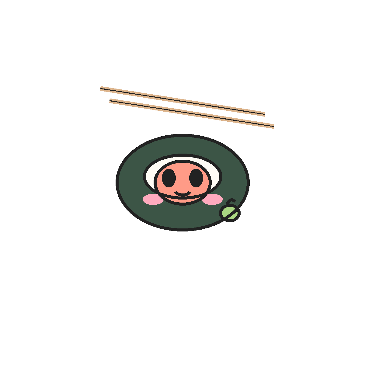 Finished colored drawing: How to Draw a Sushi Roll