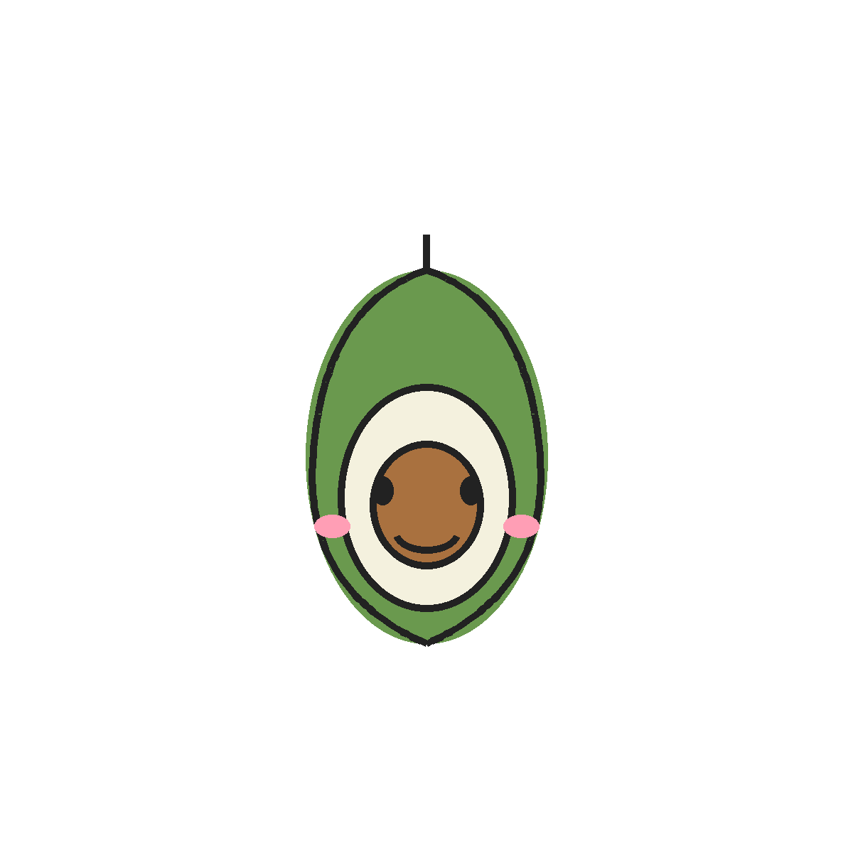 Finished colored drawing: How to Draw an Avocado