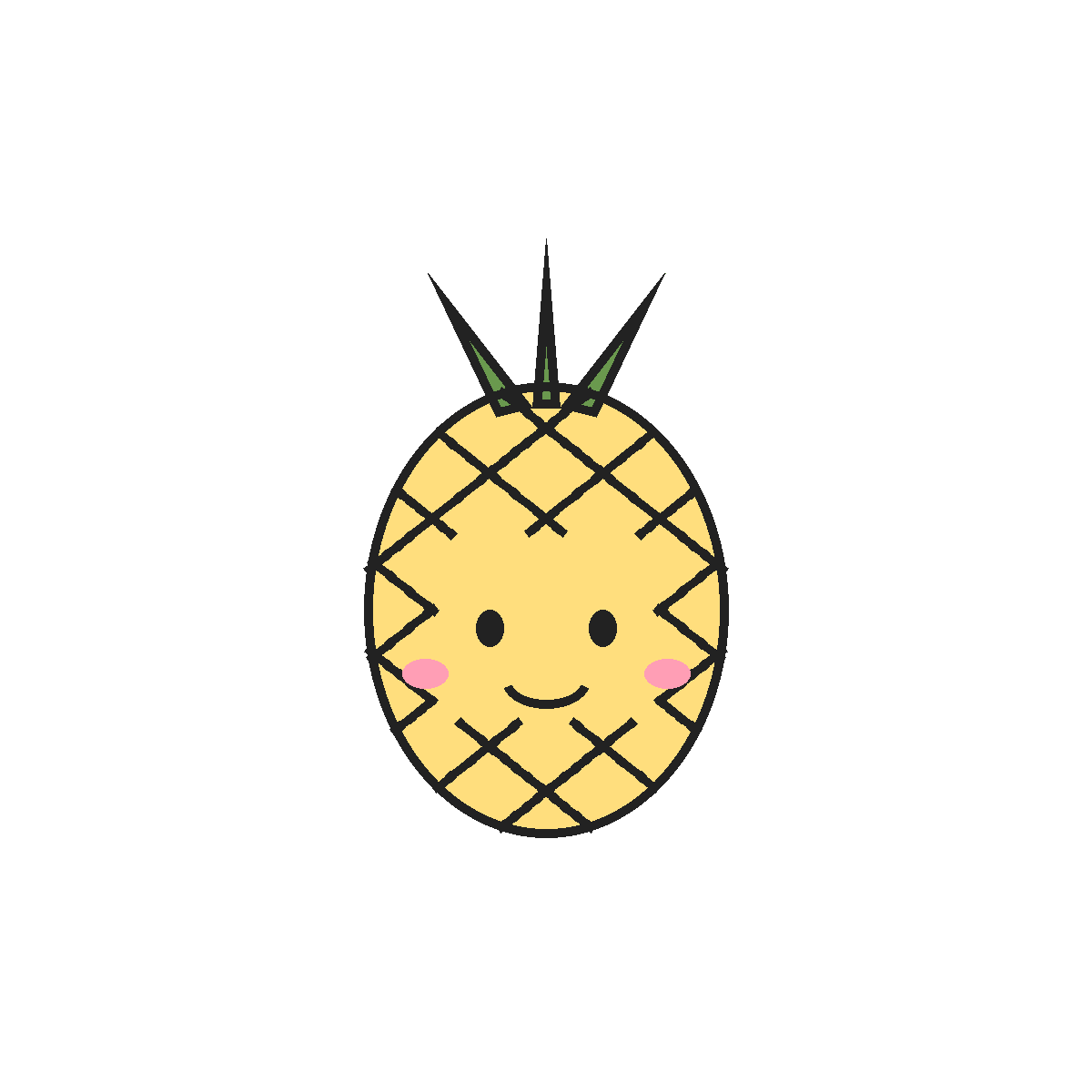 Finished colored drawing: How to Draw a Pineapple