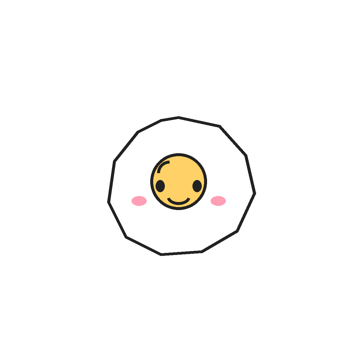 Finished colored drawing: How to Draw a Fried Egg