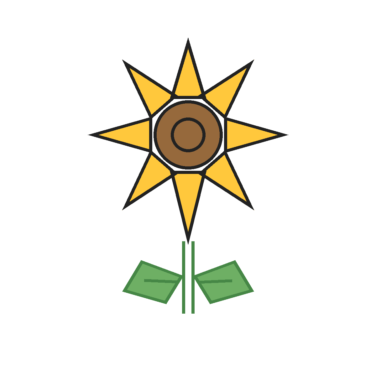Finished colored drawing: How to Draw a Sunflower