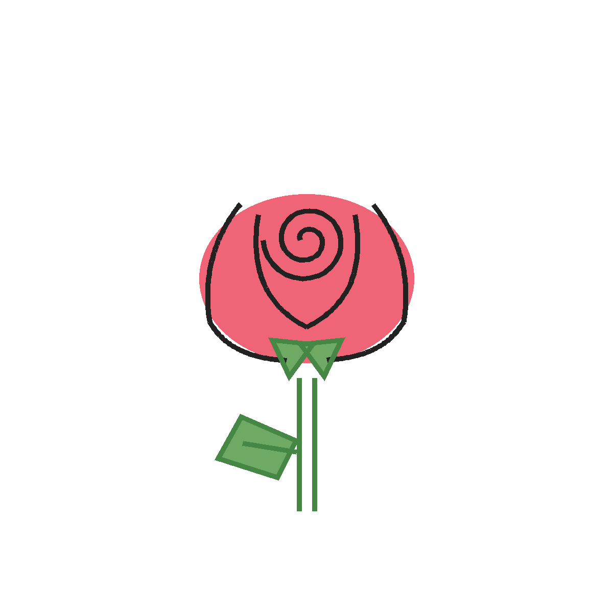 Finished colored drawing: How to Draw a Rose