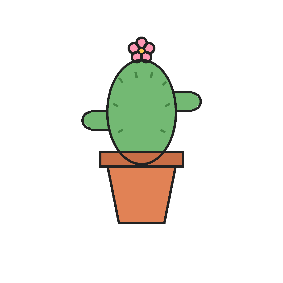 Finished colored drawing: How to Draw a Cactus
