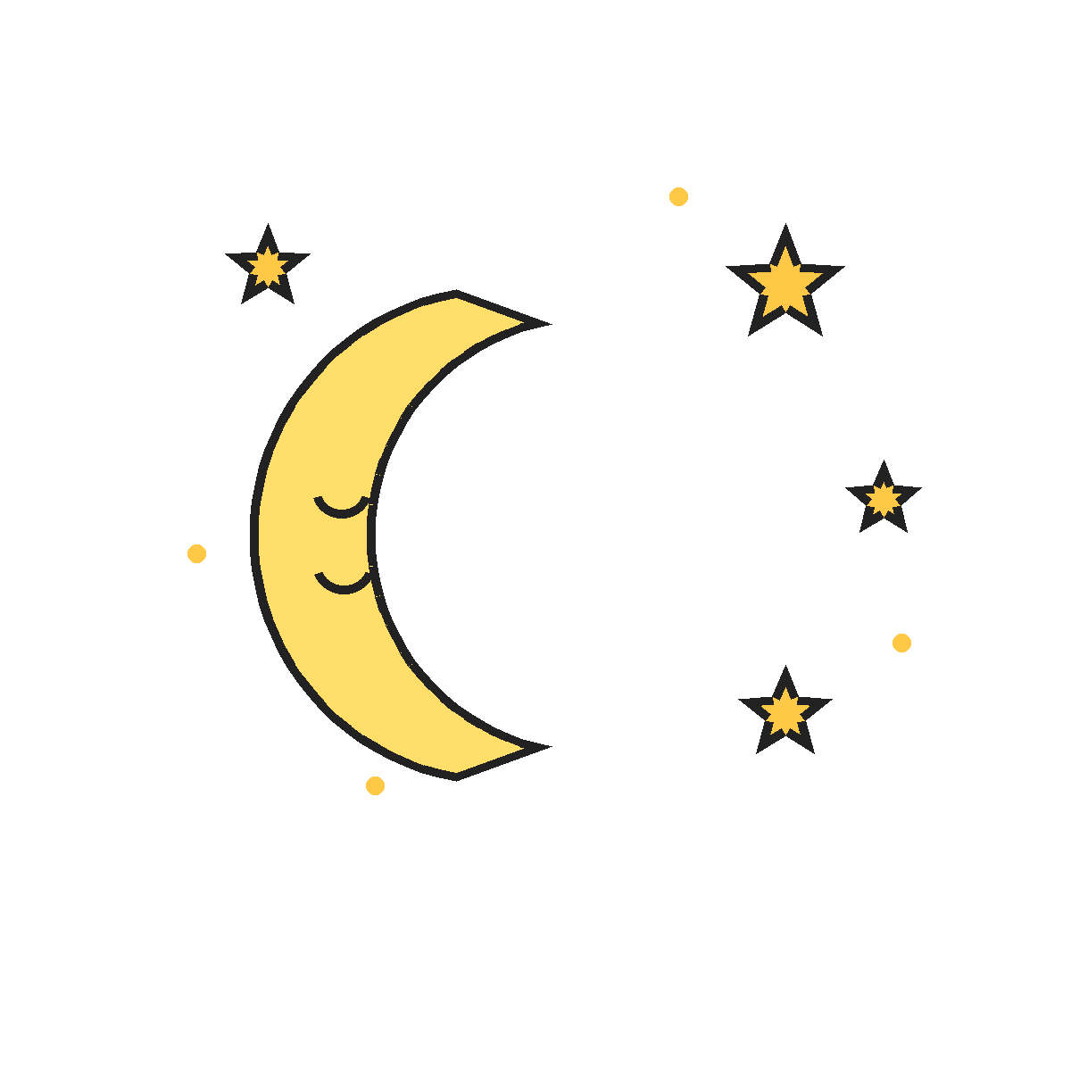 Finished colored drawing: How to Draw the Moon and Stars