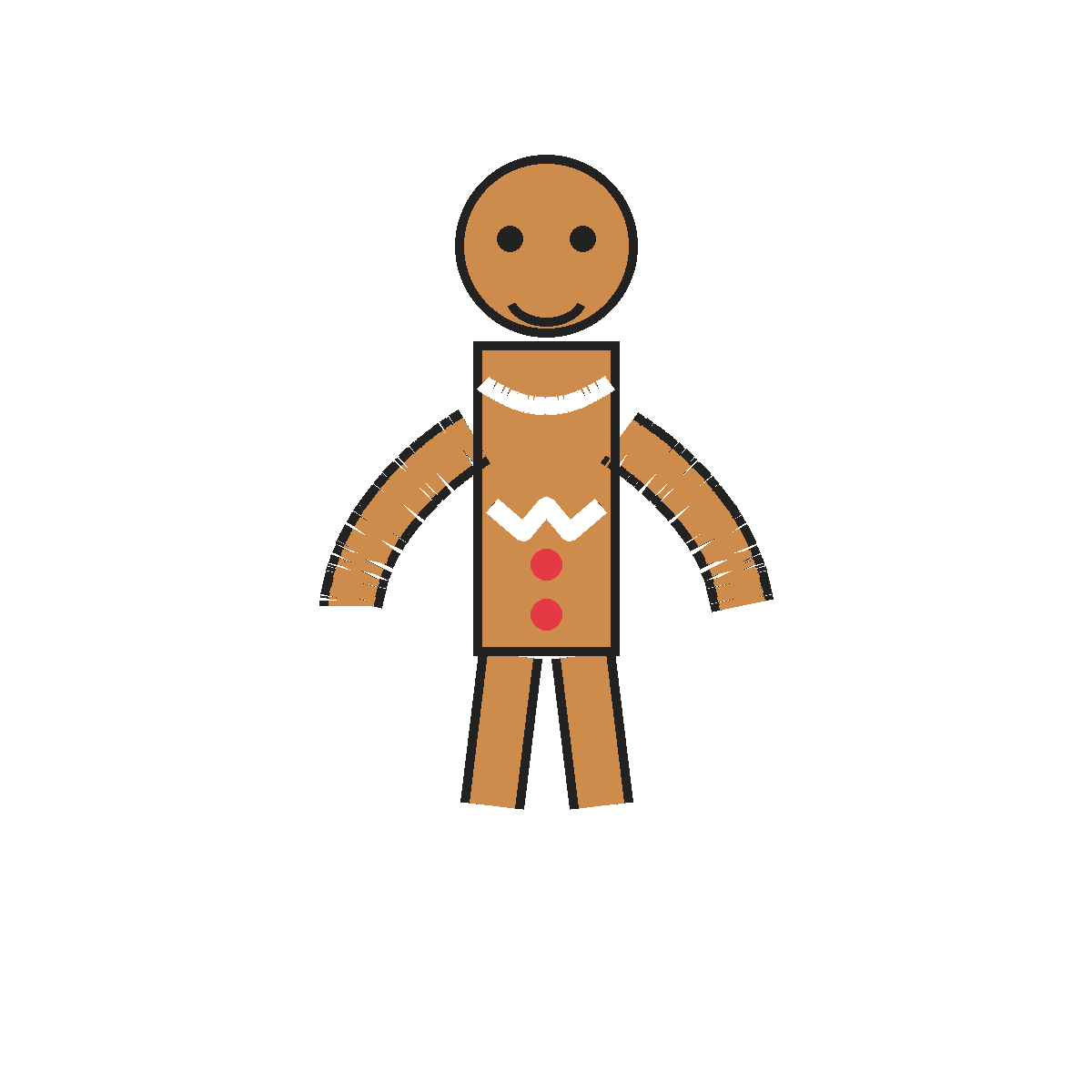 Finished colored drawing: How to Draw a Gingerbread Man