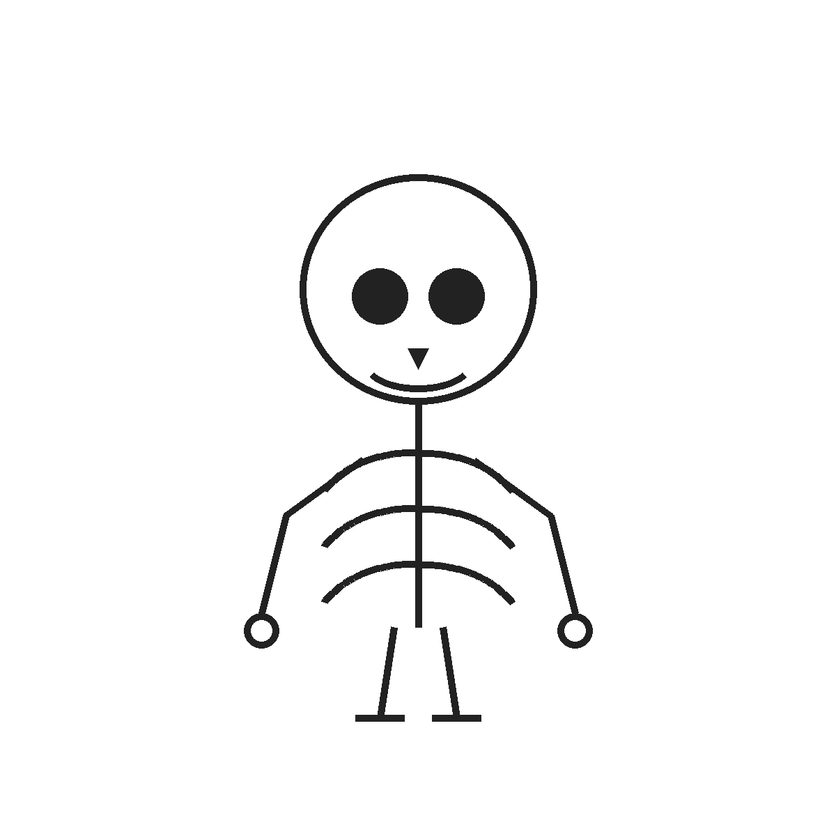 Finished colored drawing: How to Draw a Skeleton