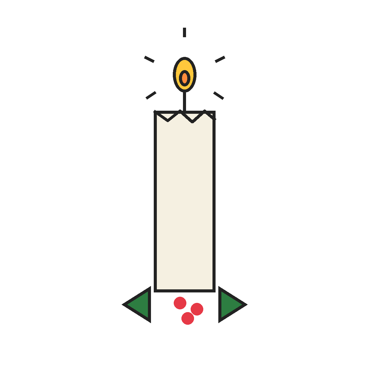 Finished colored drawing: How to Draw a Candle