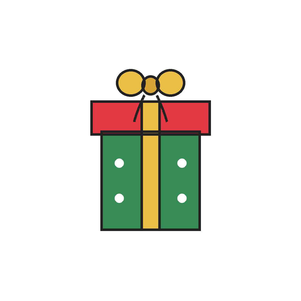 Finished colored drawing: How to Draw a Gift Box