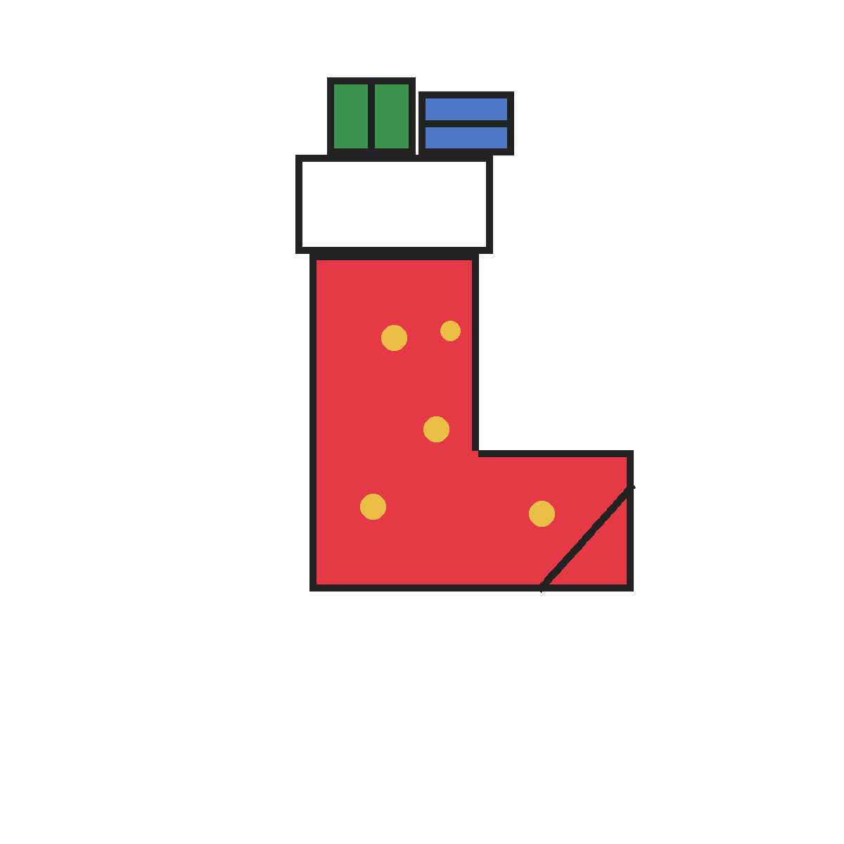 Finished colored drawing: How to Draw a Stocking