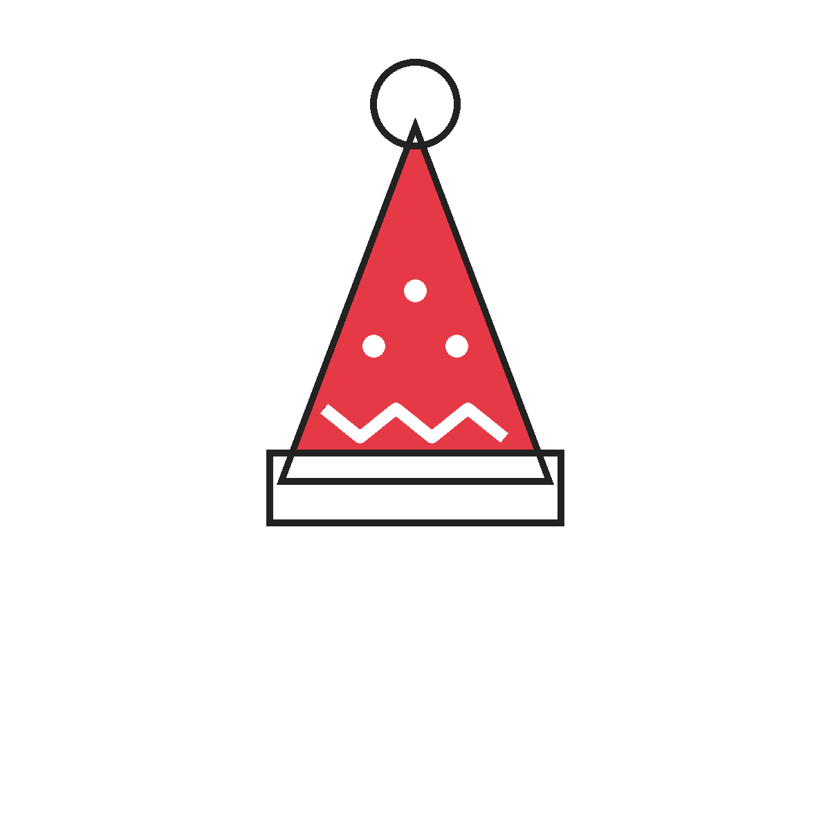 Finished colored drawing: How to Draw a Santa Hat