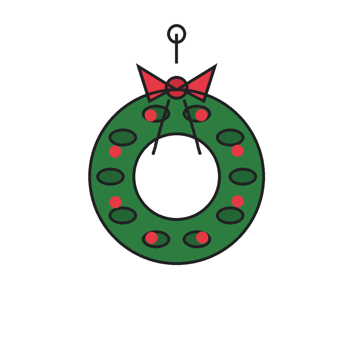 Finished colored drawing: How to Draw a Wreath