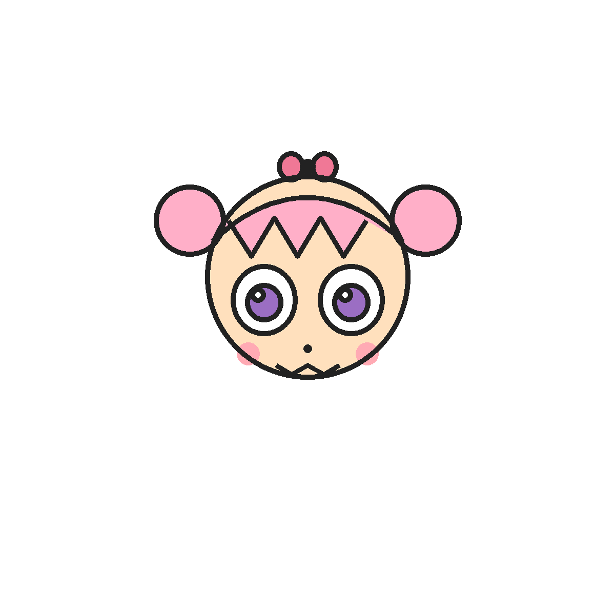 Finished colored drawing: How to Draw a Chibi Face