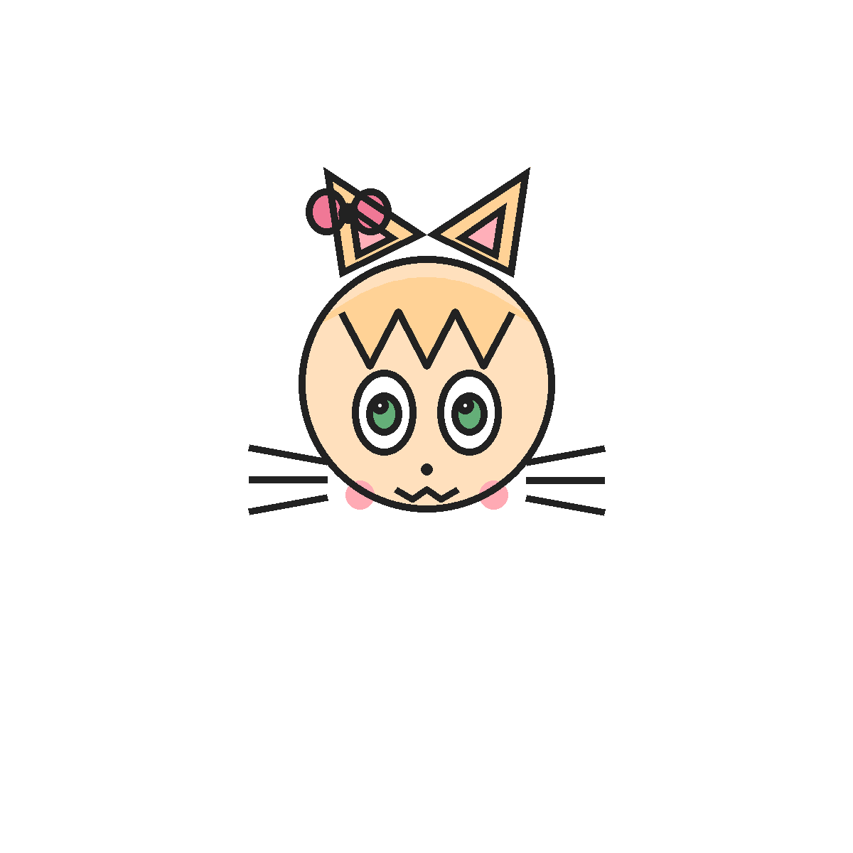 Finished colored drawing: How to Draw a Chibi Cat Girl