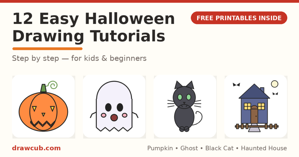 12 Easy Halloween Drawing Tutorials for Kids & Beginners (Step by Step)