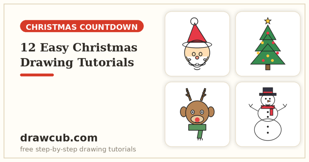 12 Easy Christmas Drawing Tutorials for Kids (Step by Step)