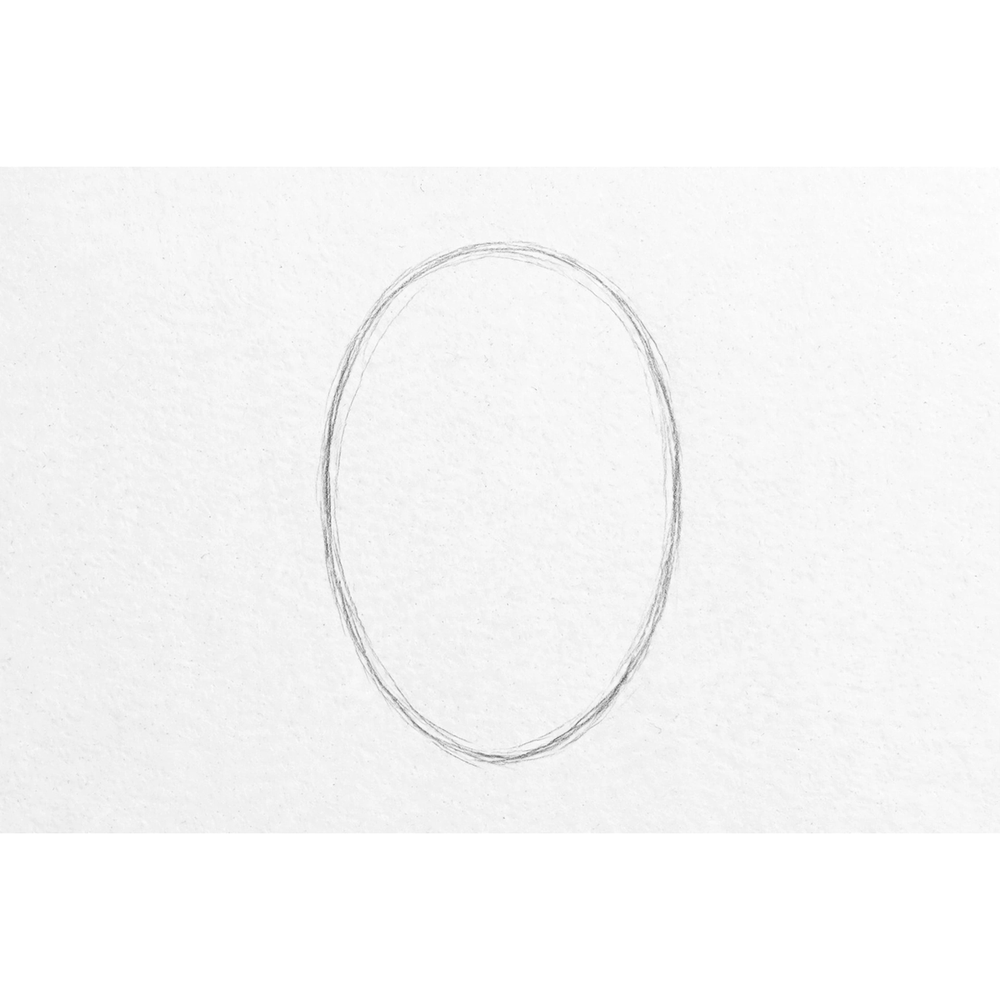 Draw the head oval.