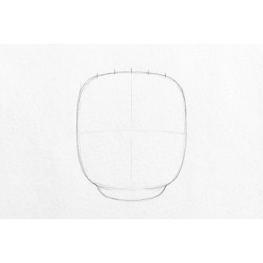 Draw a rounded square for the palm.