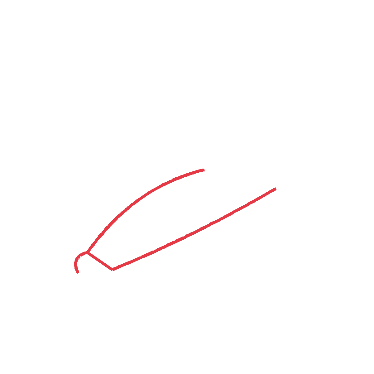 Draw the curved horn — two sweeping lines with a little curl at the tip.