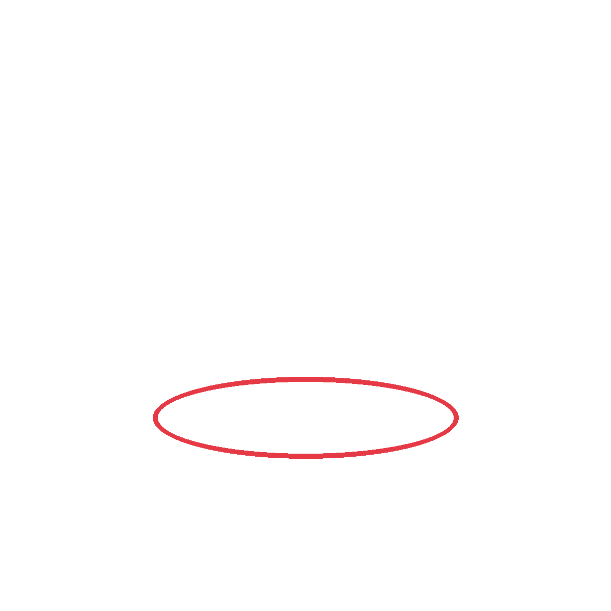 Draw a wide flat oval for the brim.