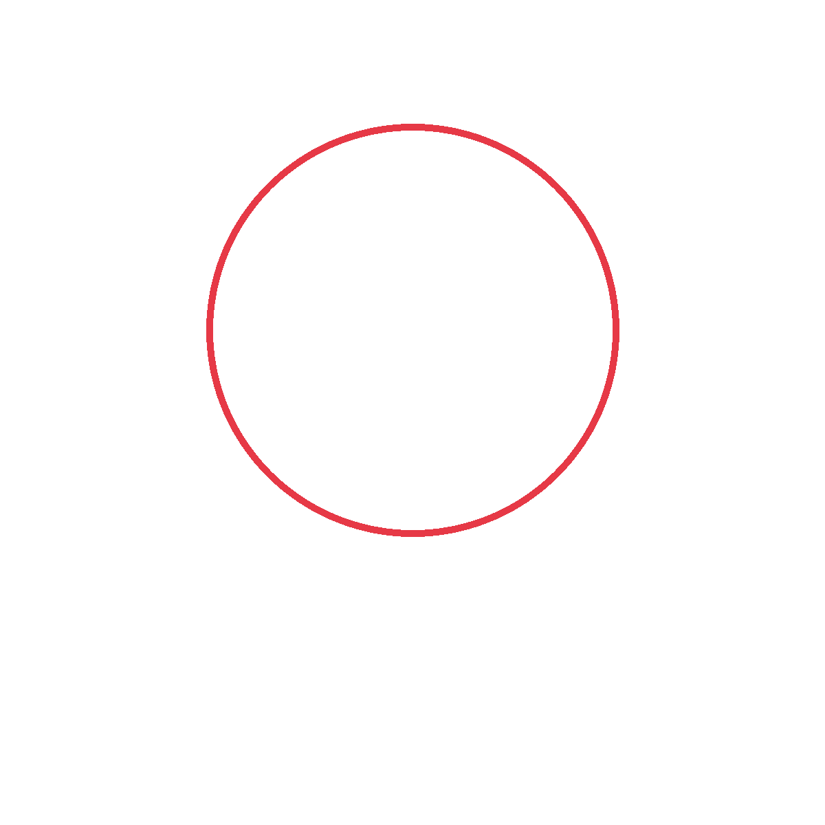 Draw a big circle for the glass globe.
