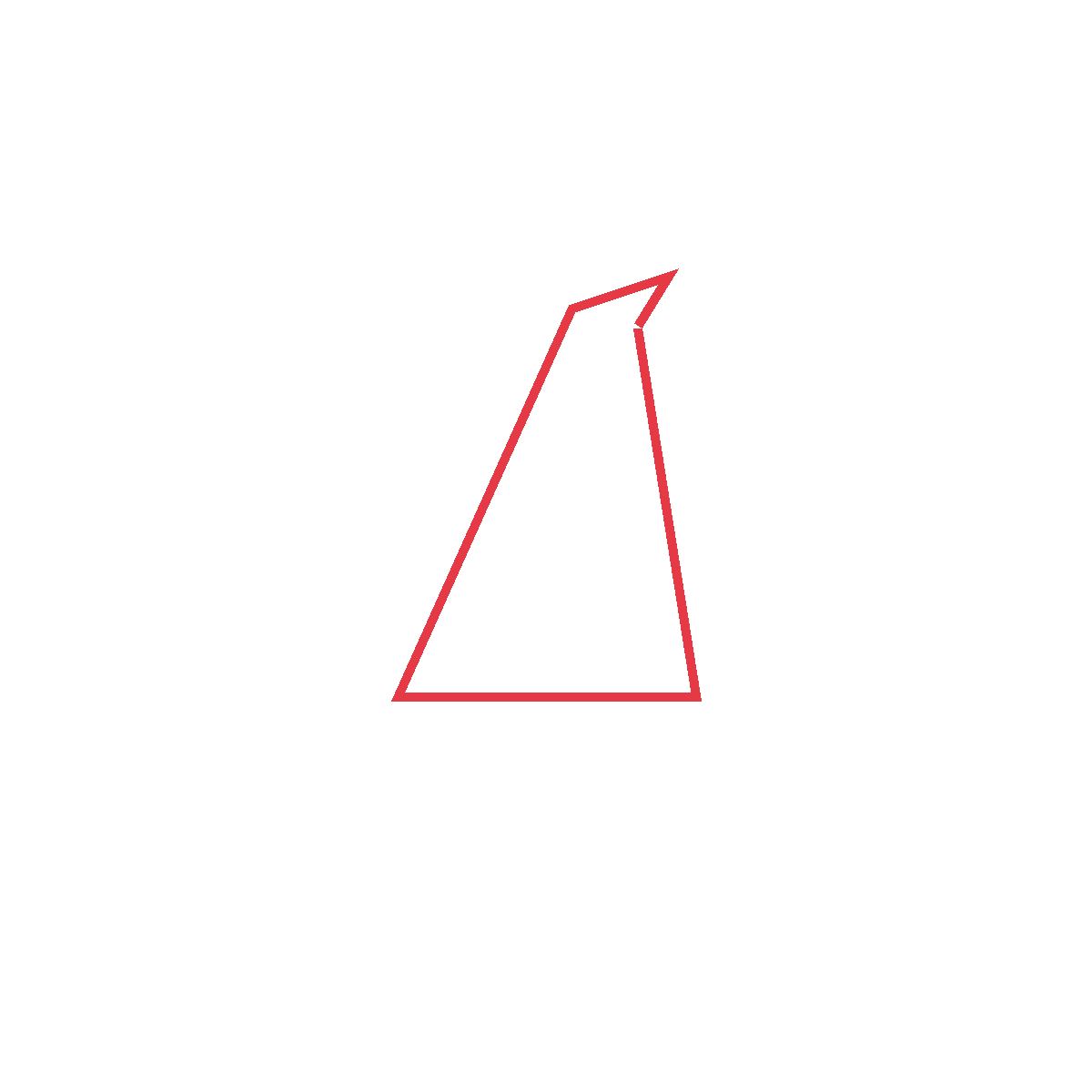 Draw a tall pointy cone with a floppy tip.