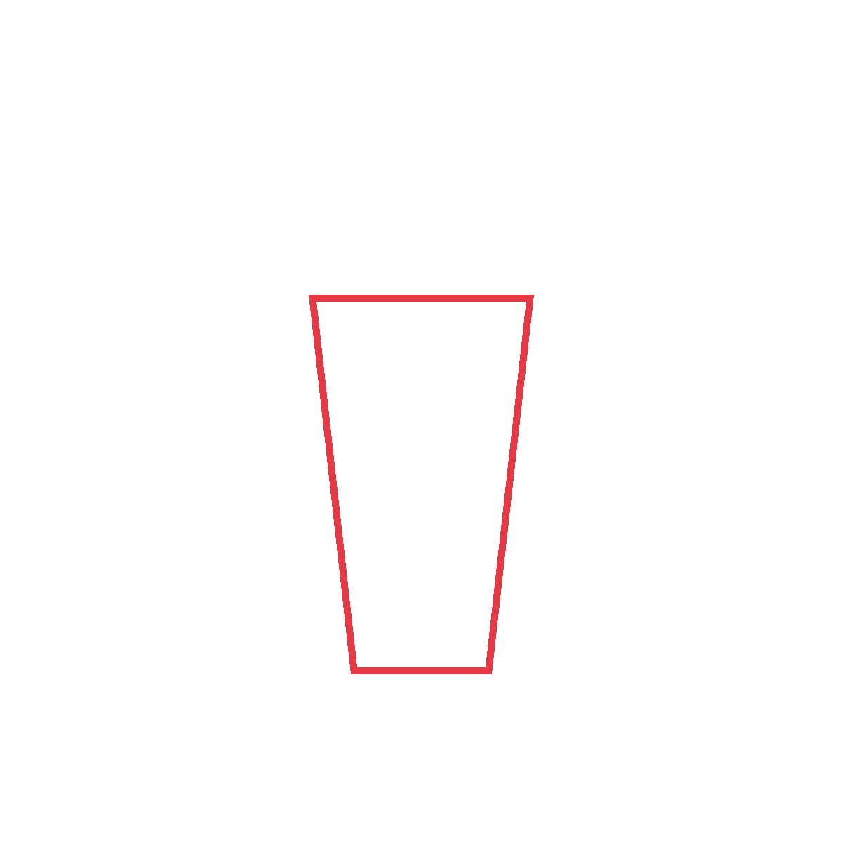 Draw a tall trapezoid for the cup.