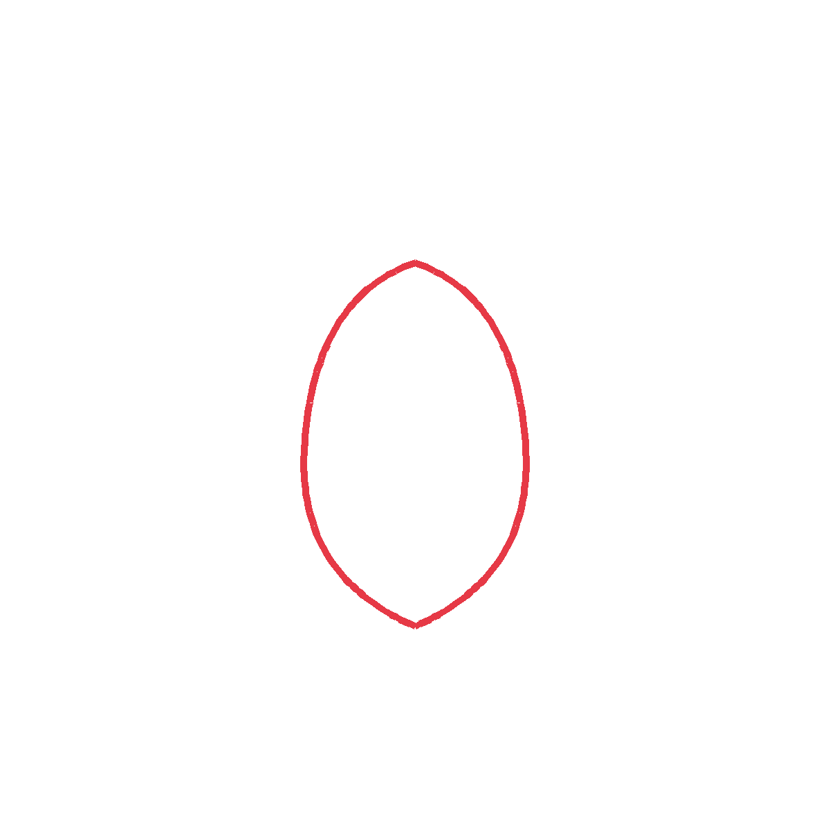 Draw a pear-shaped body for the avocado.