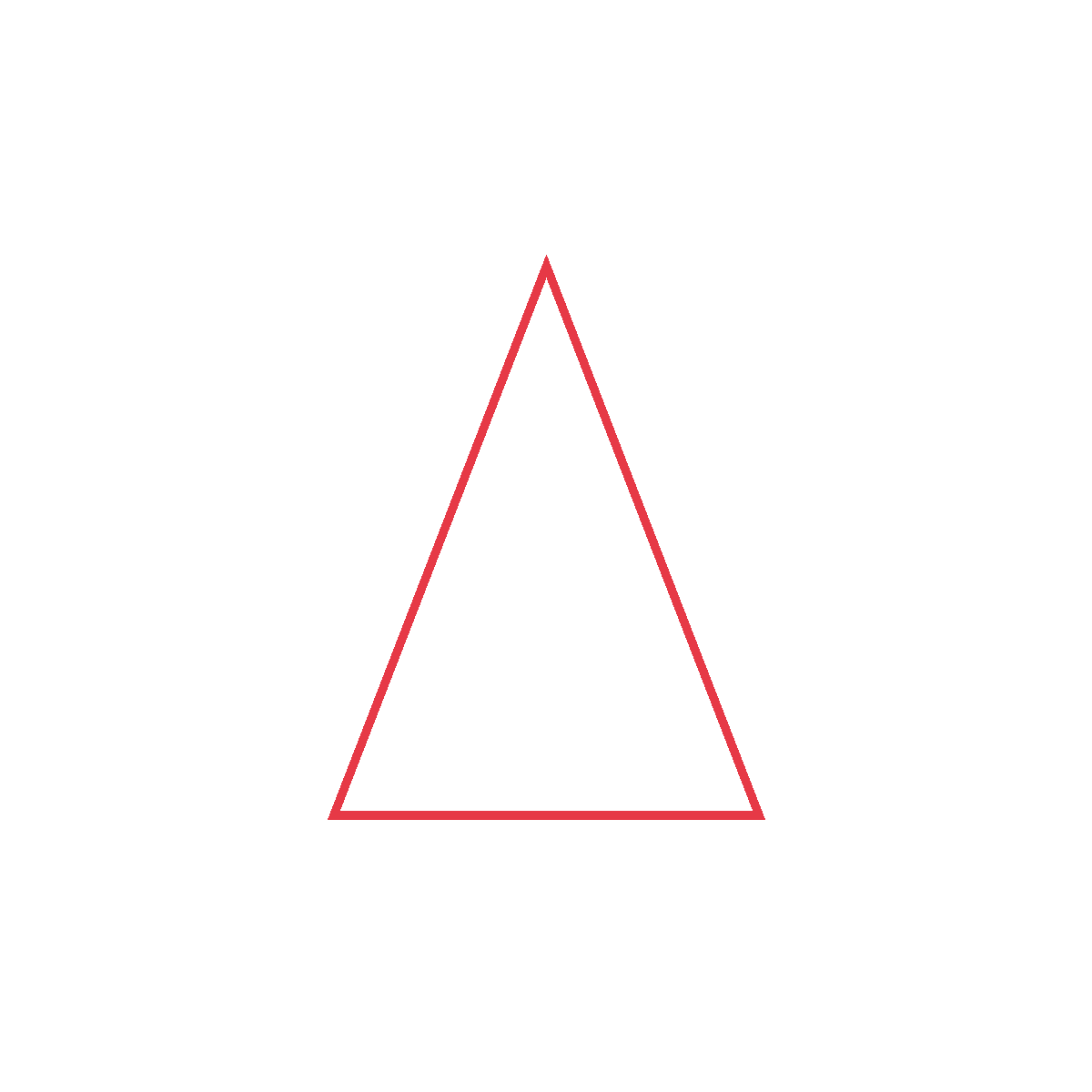 Draw a big triangle with a pointy top.