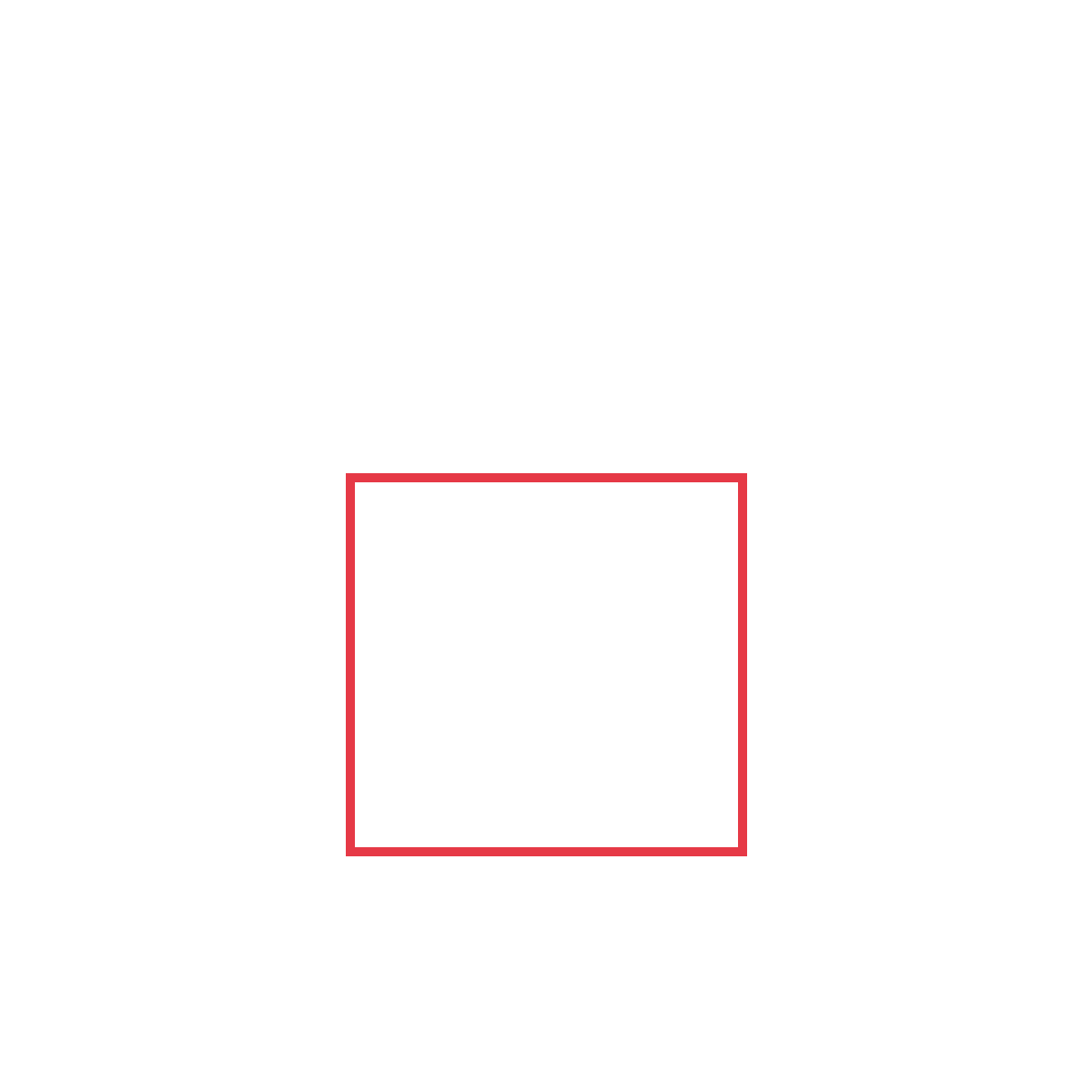Draw a big square for the house body.