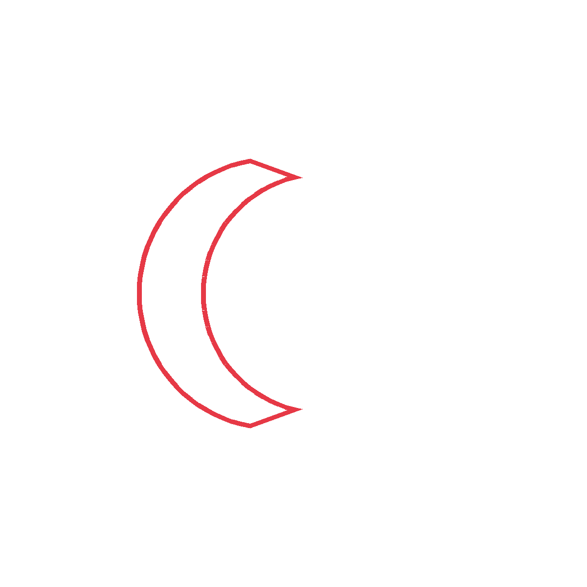 Draw a crescent moon shape.