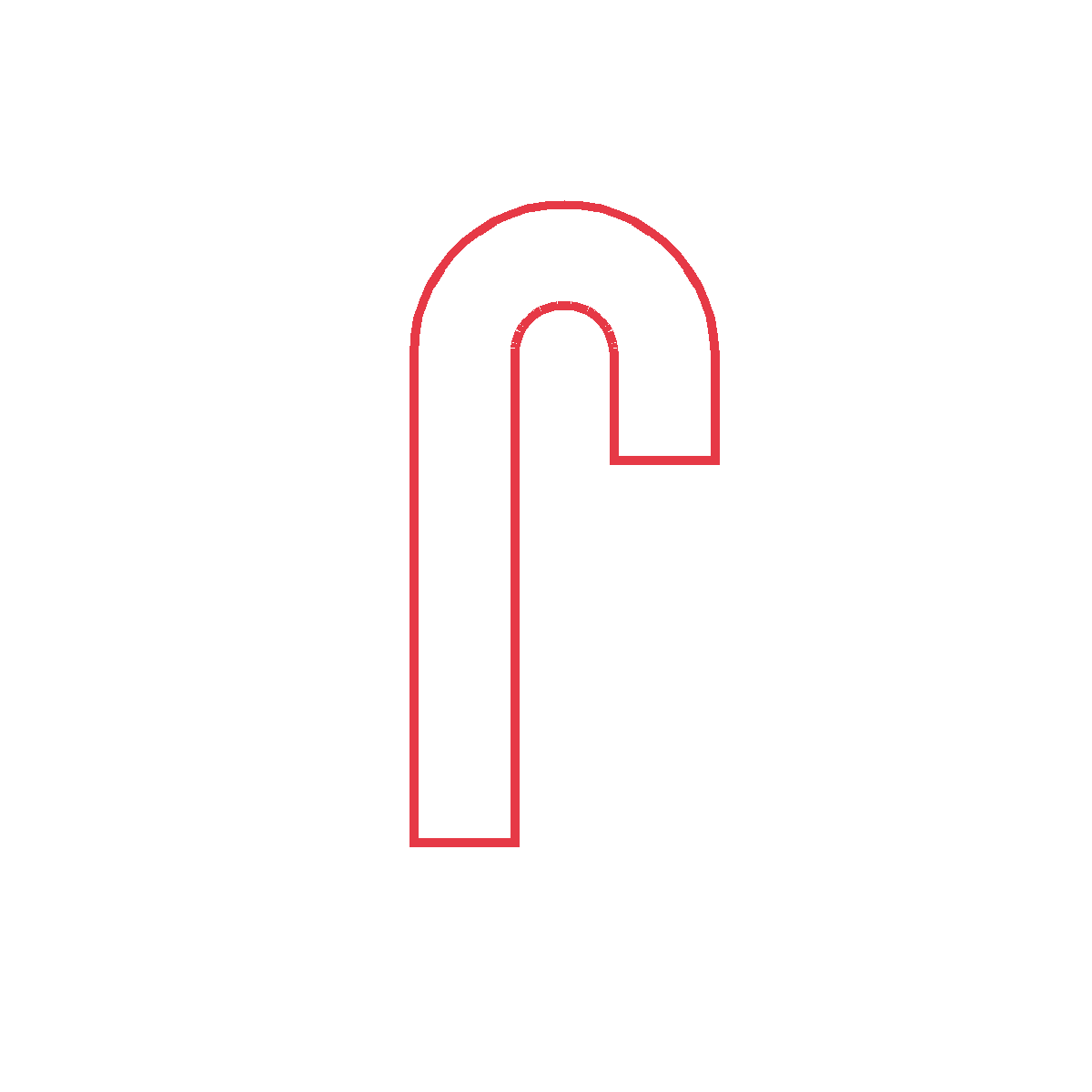 Draw a candy cane shape - a stick with a curly hook.